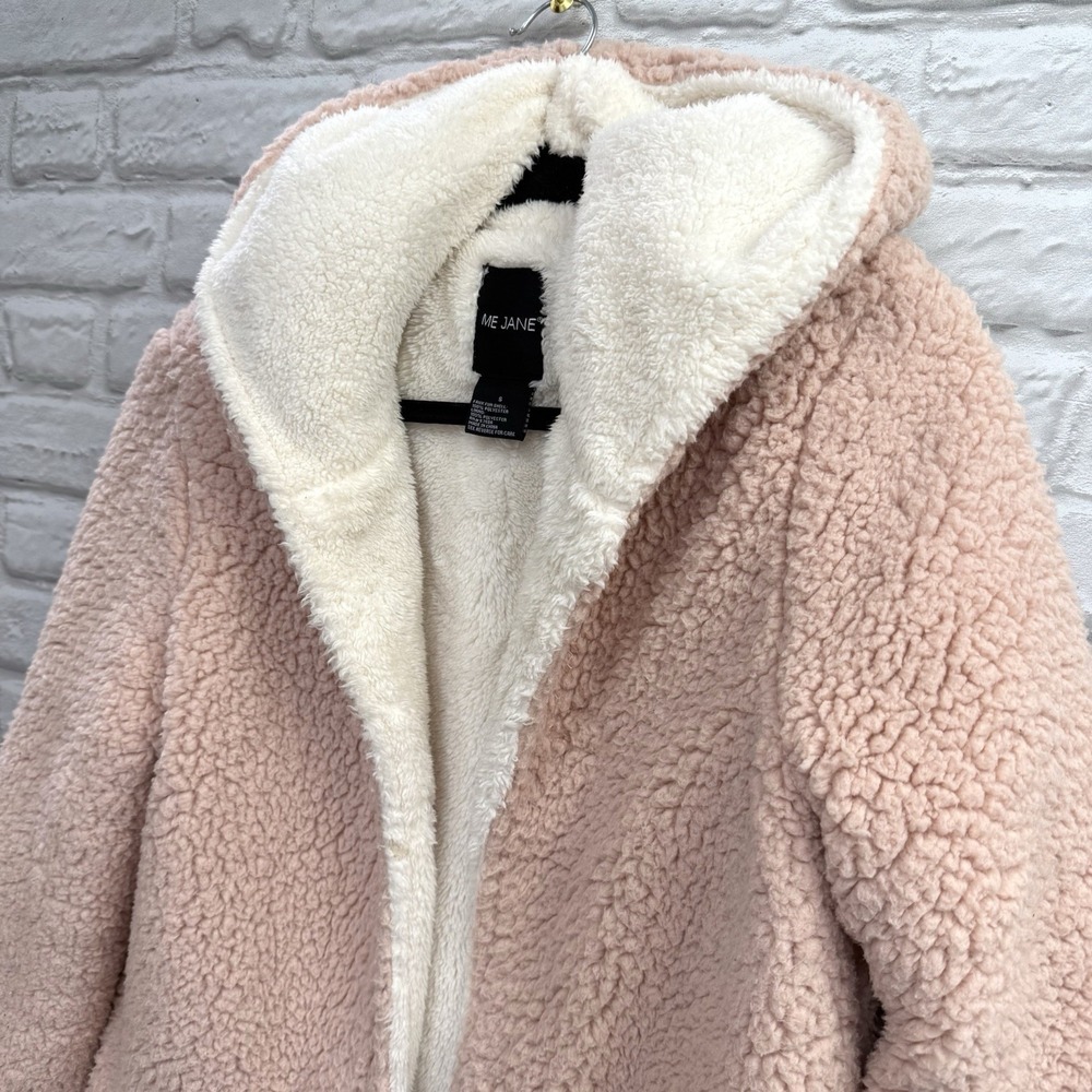 Me Jane Womens Sz S Pink Jacket Boho Faux Fur Fluffy Teddybear Sherpa Soft Coat - Picture 2 of 16